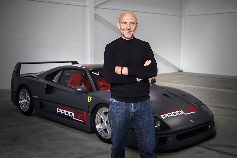 PaddlUp CEO Tim Mayneord in front of the Ferrari F40