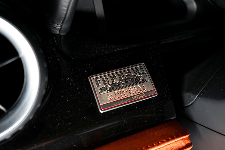 Ferrari plaque on the 599 SA Aperta