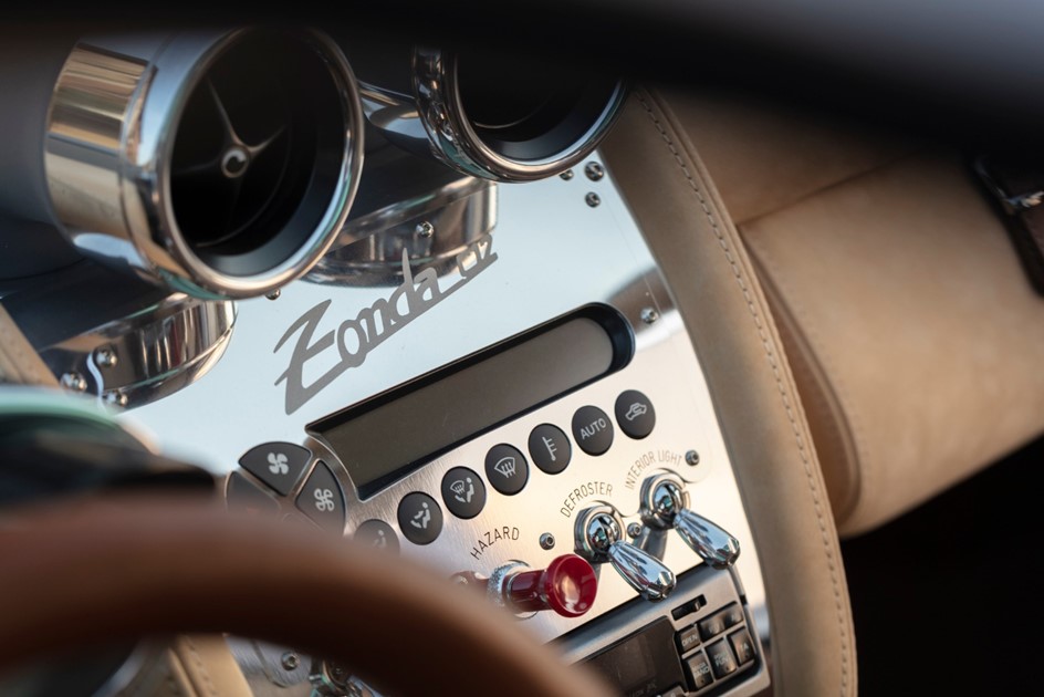 The dashboard of a Pagani Zonda featuring climate controls from a Rover 45