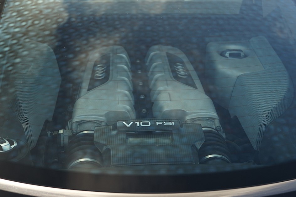 The V10 engine inside an Audi R8 V10