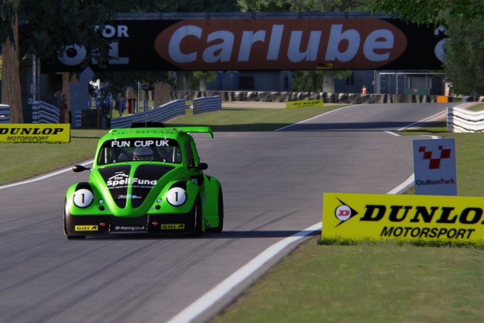 The Fun Cup car RaceDepartment mod on track at Oulton Park on Assetto Corsa 