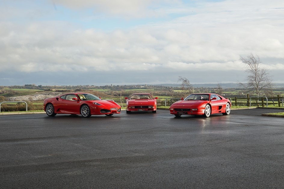 A trio of classic Ferrari: F430, F355 GTS and Testarossa