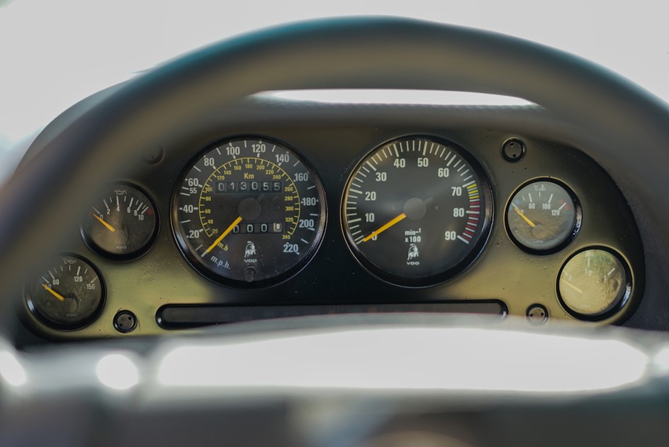 The speedo and odometer in a Lamborghini Diablo